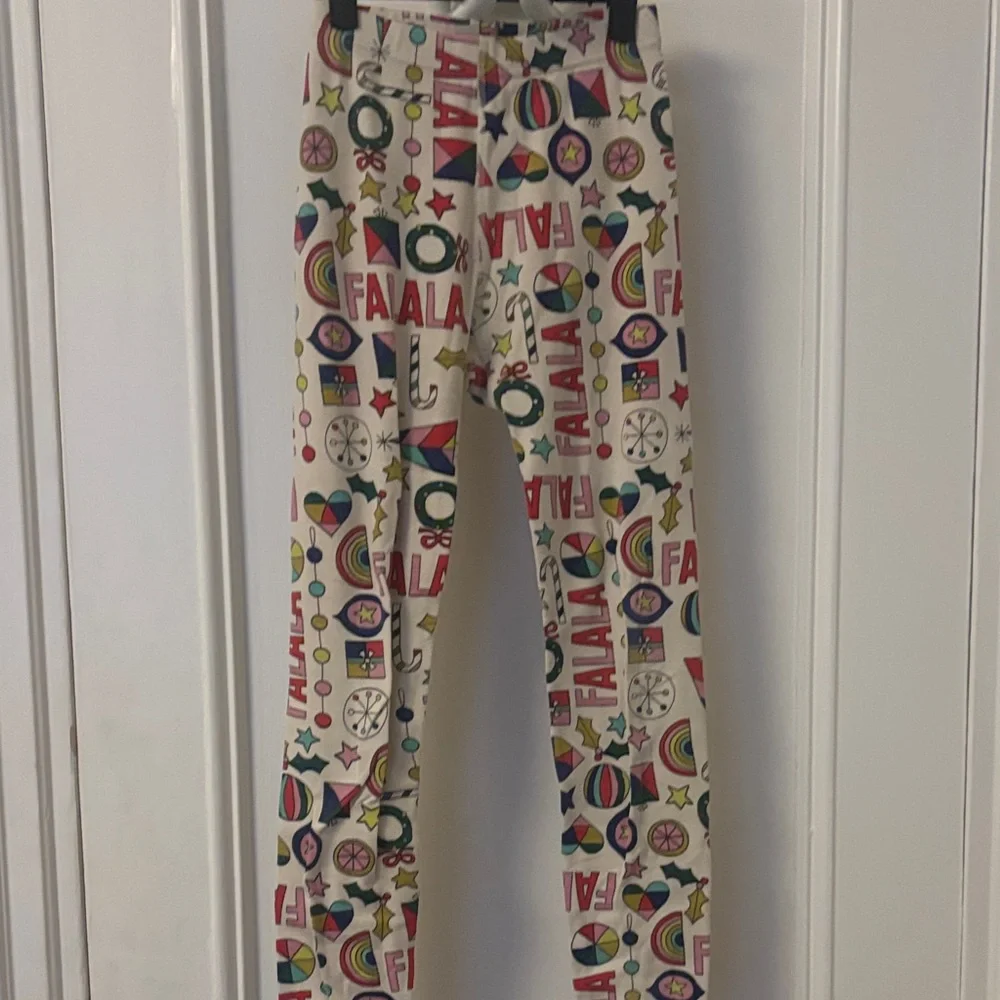 Holiday Icon Cream Pajama Set with Multicolor Print